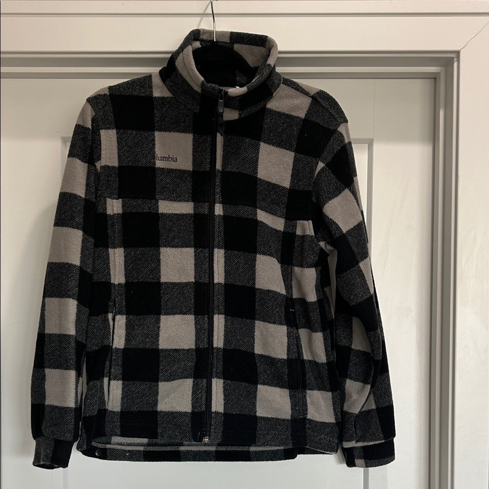 Columbia Men's Black and Gray Plaid Jacket